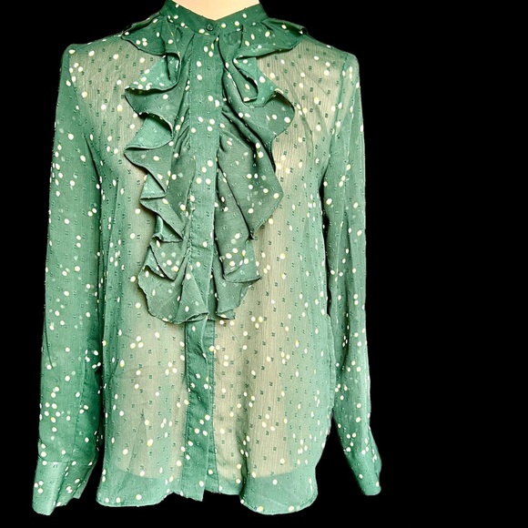 Plumeti shiffon ruffled blouse sz 8 like new - Picture 4 of 17